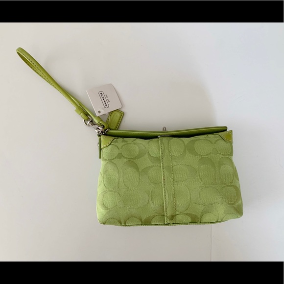 Coach Handbags - Celedon Lime Coach Signature Turnlock Large Wristlet